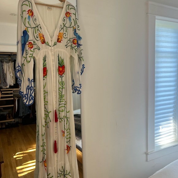 Fillyboo Dresses & Skirts - Fillyboo Strange Magic White Duster Dress with Colorful Embroidery